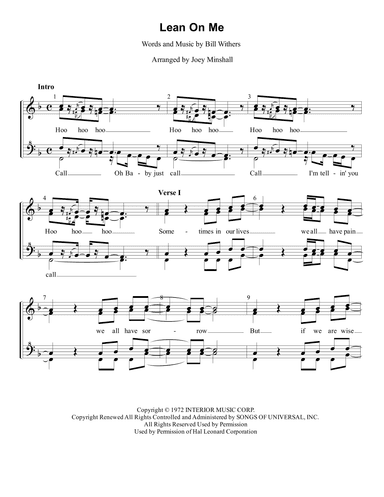 Lean On Me (arr. Joey Minshall)