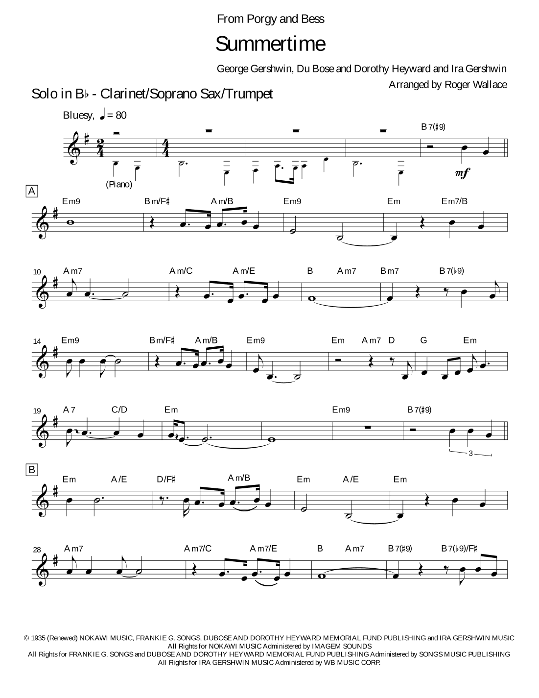 Summertime (arr. Roger Wallace)