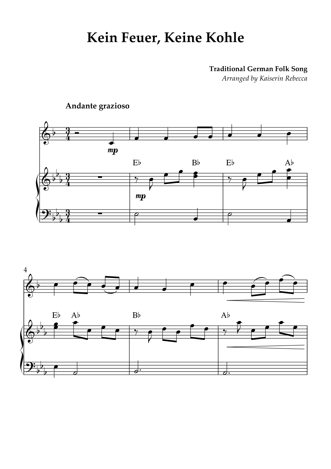 Kein Feuer, Keine Kohle (arr. Kaiserin Rebecca)