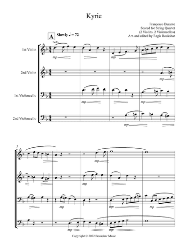 Kyrie (Durante) (String Quartet - 2 Violins, 2 Cellos) (arr. Regis Bookshar)