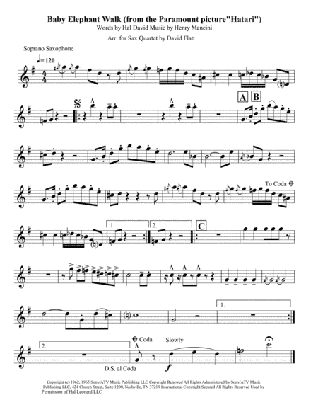 Baby Elephant Walk from the Paramount Picture HATARI! (arr. David Flatt)