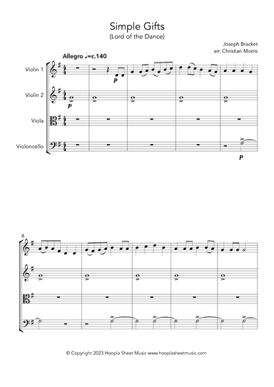 Simple Gifts (Lord of the Dance) (arr. Christian Morris)