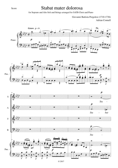 Pergolesi Stabat Mater arrangement of the first movement for SATB choir and piano (or organ) (arr. Adrian Connell)
