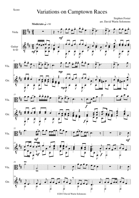 Variations on Camptown Races for viola and guitar (arr. David Warin Solomons)