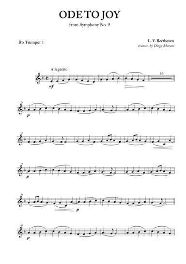 Ode To Joy (from Symphony No. 9) for Brass Quintet (arr. Diego Marani)