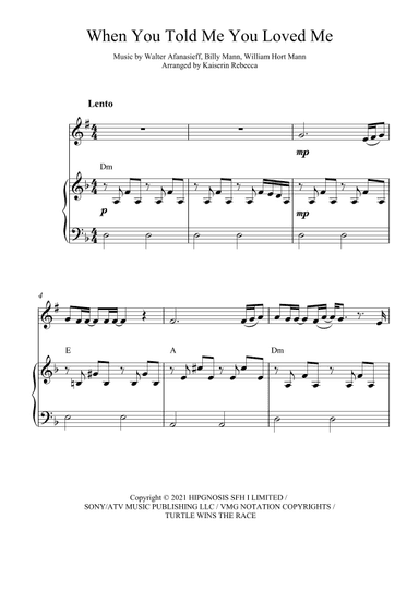 When You Told Me You Loved Me (arr. Kaiserin Rebecca)