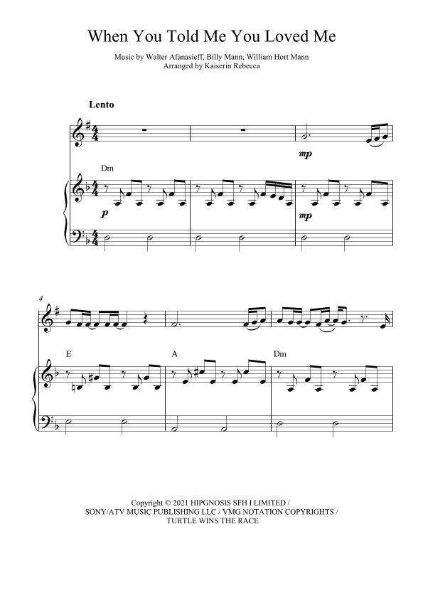 When You Told Me You Loved Me (arr. Kaiserin Rebecca)