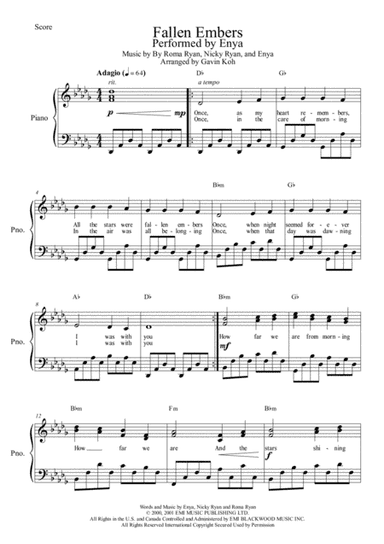 Fallen Embers (arr. Gavin Koh)