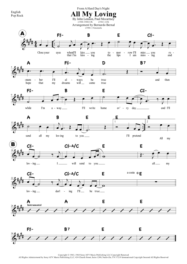 All My Loving (arr. Bernardo Bernal Hidalgo)