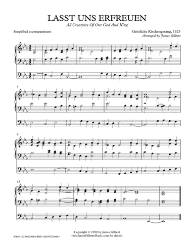LASST UNS ERFREUEN (All Creatures Of Our God And King) (arr. James Gilbert Music)