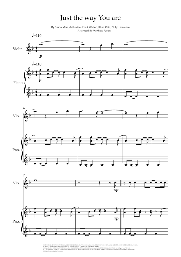 Just The Way You Are (arr. Matthew pyeon)