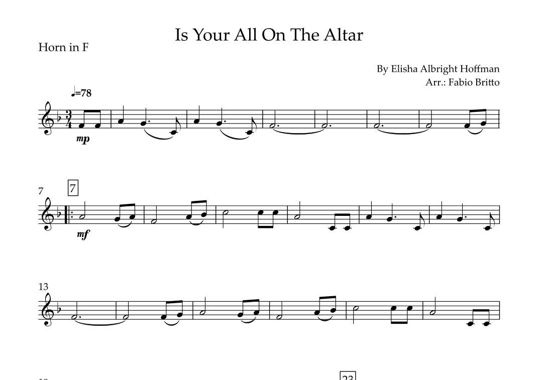 Is Your All On The Altar? (arr. Fabio Britto)