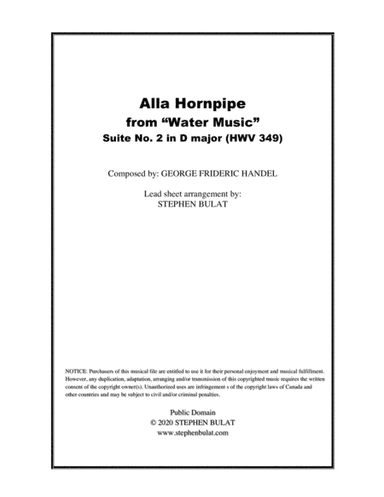 Alla Hornpipe (from "Water Music") (Handel) - Lead sheet (key of E) (arr. Stephen Bulat)