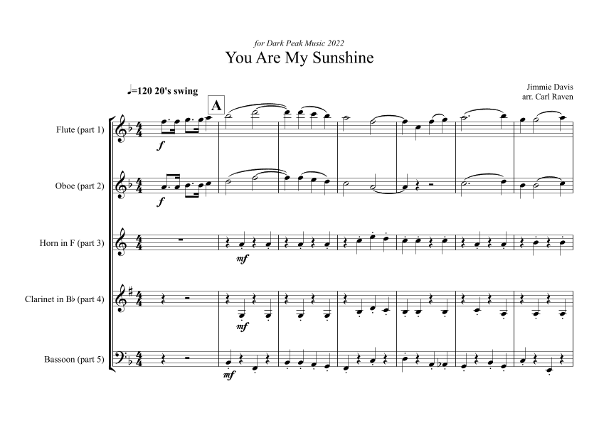 You Are My Sunshine (arr. Carl Raven)