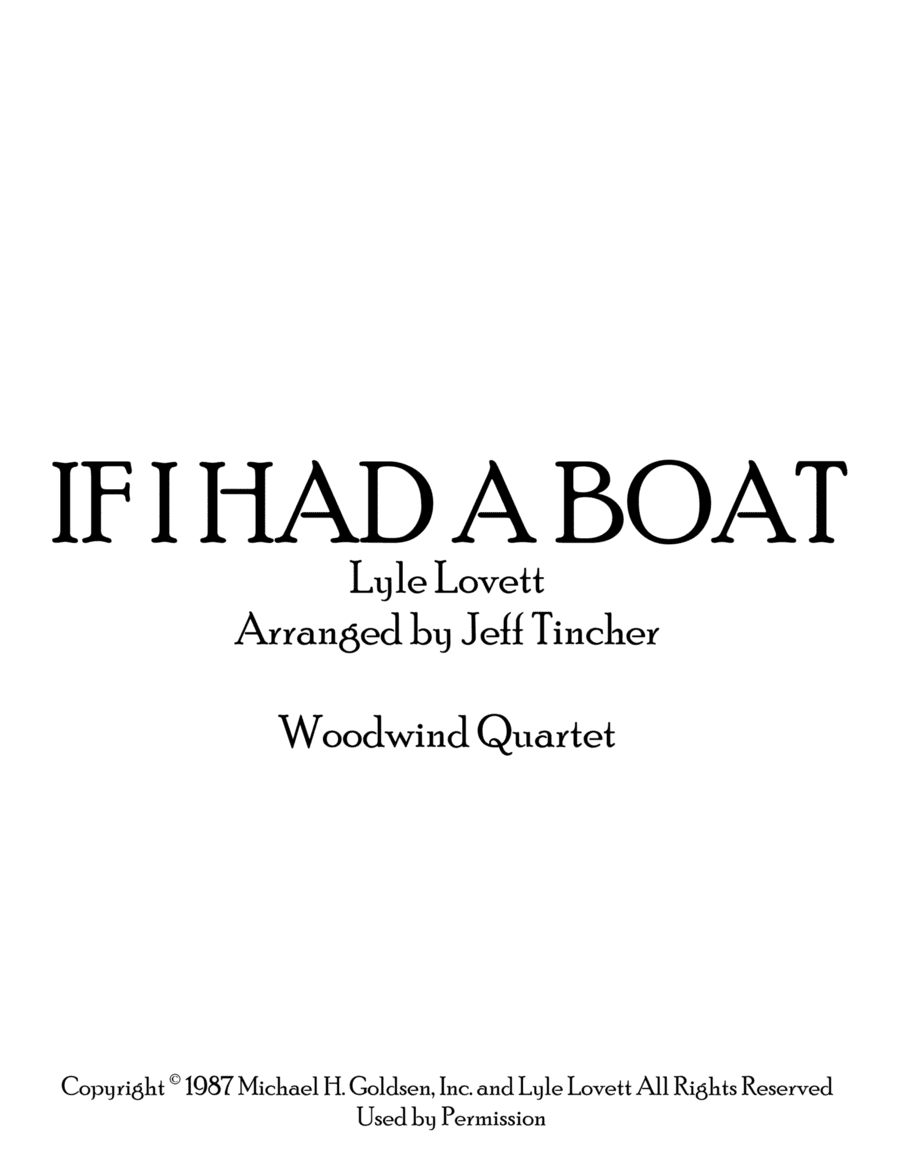 If I Had A Boat (arr. Jeff Tincher)