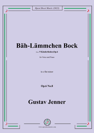 Jenner-Bäh-Lämmchen Bock,in e flat minor,Op.6 No.8 (arr. OSM Press)