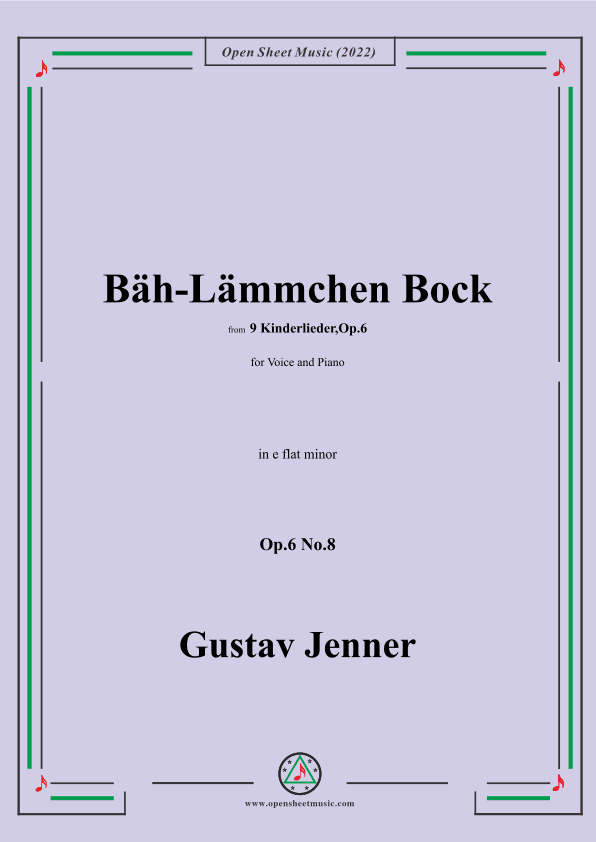 Jenner-Bäh-Lämmchen Bock,in e flat minor,Op.6 No.8 (arr. OSM Press)