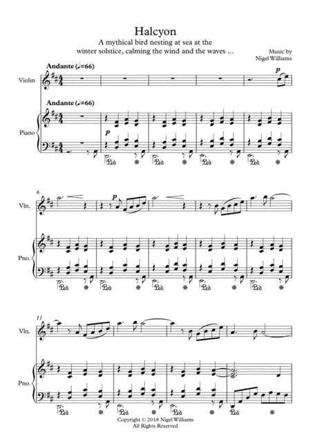 Halcyon, for Violin and Piano