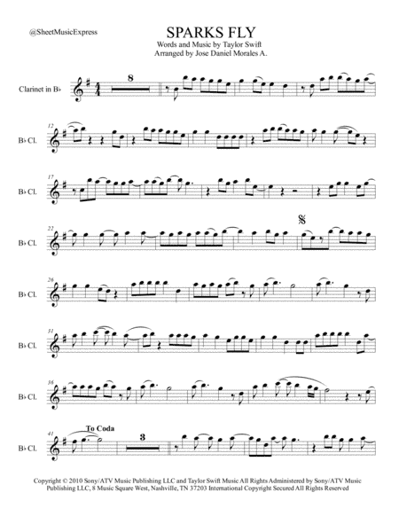 Sparks Fly (arr. Jose Daniel Morales A.)