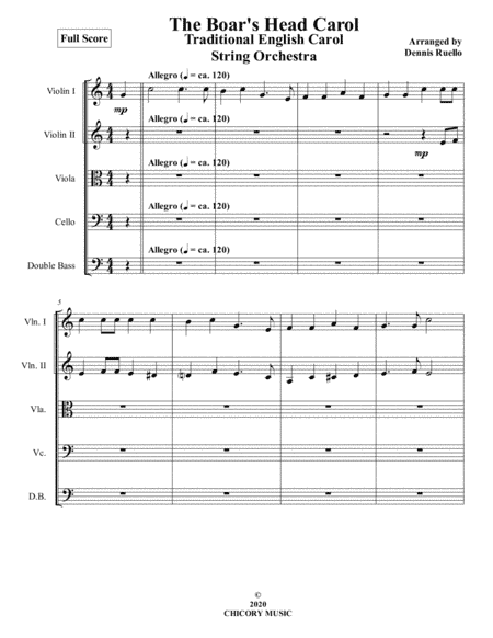 The Boar's Head Carol - String Orchestra - Intermediate (arr. Dennis Ruello)