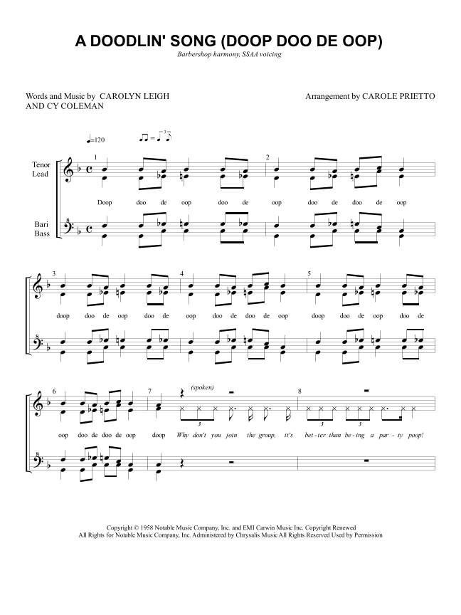 A Doodlin' Song (doop Doo-de-oop) (arr. CAROLE PRIETTO)