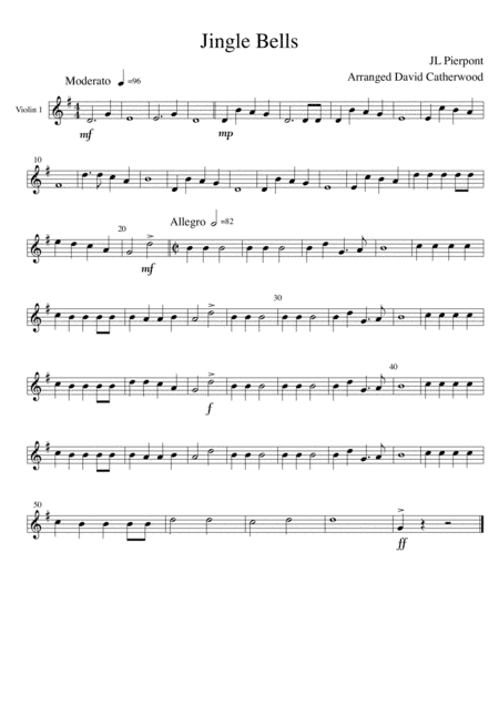 Jingle Bells arranged for String Quartet (or String Orchestra) by David Catherwood (arr. David Catherwood)
