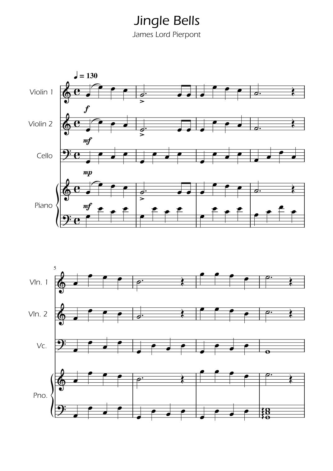 Jingle Bells - String Trio w/ Piano (arr. Ygor Nunes)