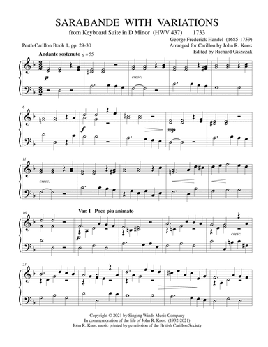 Sarabande with Variations (arr. John R. Knox & Richard Giszczak (Ed.))