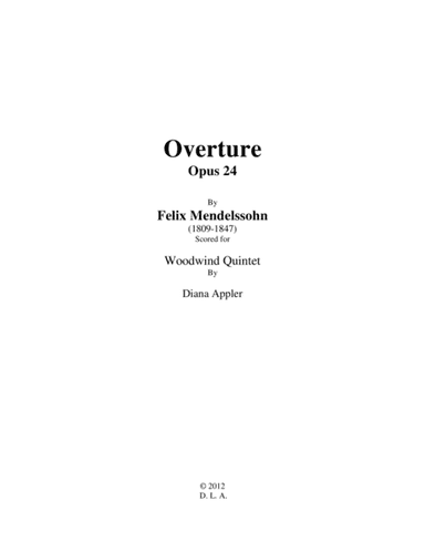 Overture Op.24 for Woodwind Quintet (arr. Diana L. Appler)
