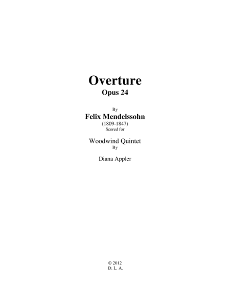 Overture Op.24 for Woodwind Quintet (arr. Diana L. Appler)