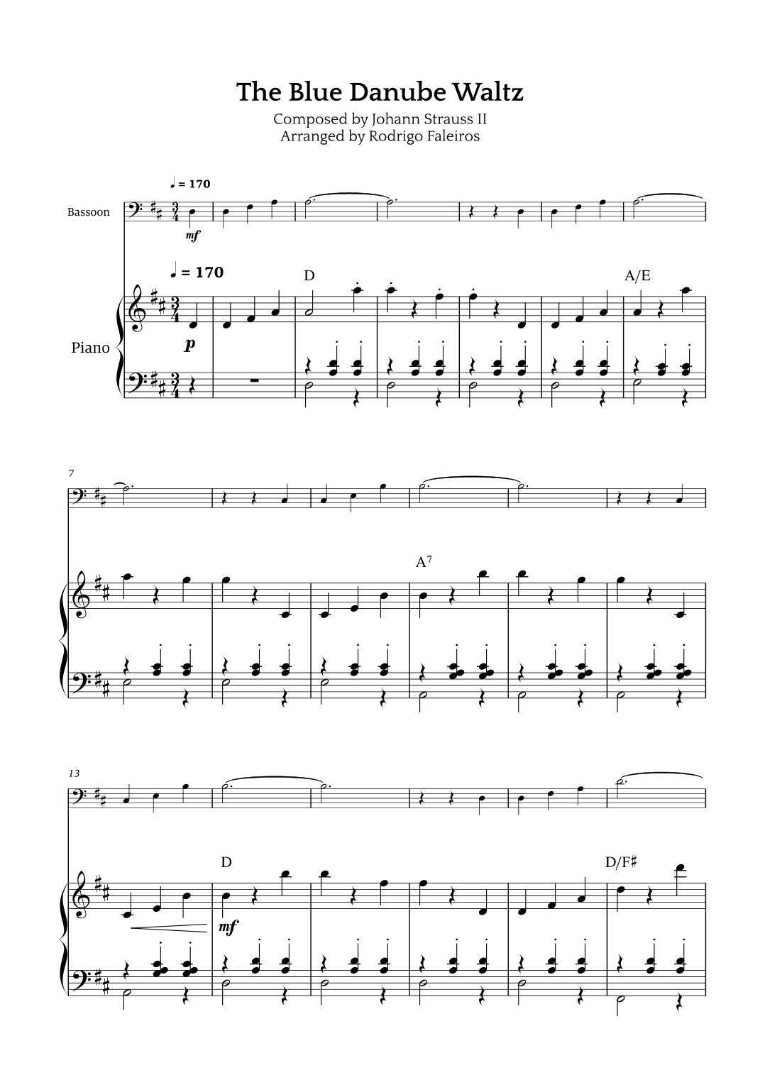 The Blue Danube Waltz (arr. Rodrigo Faleiros)