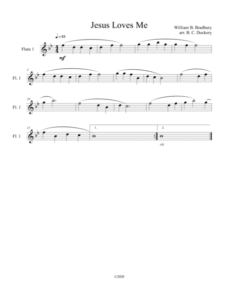 Jesus Loves Me (flute solo) (arr. B. C. Dockery)