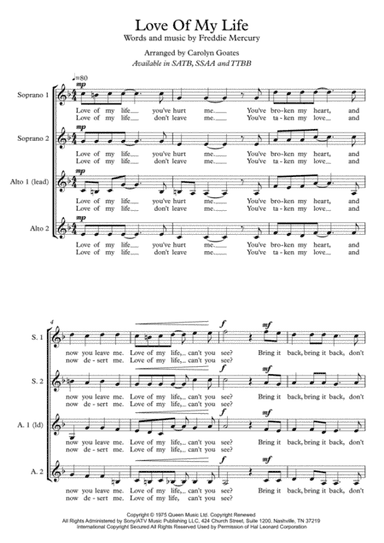 Love Of My Life (arr. Carolyn Goates)