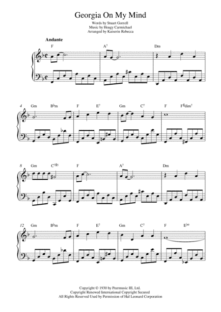Georgia On My Mind (arr. Kaiserin Rebecca)