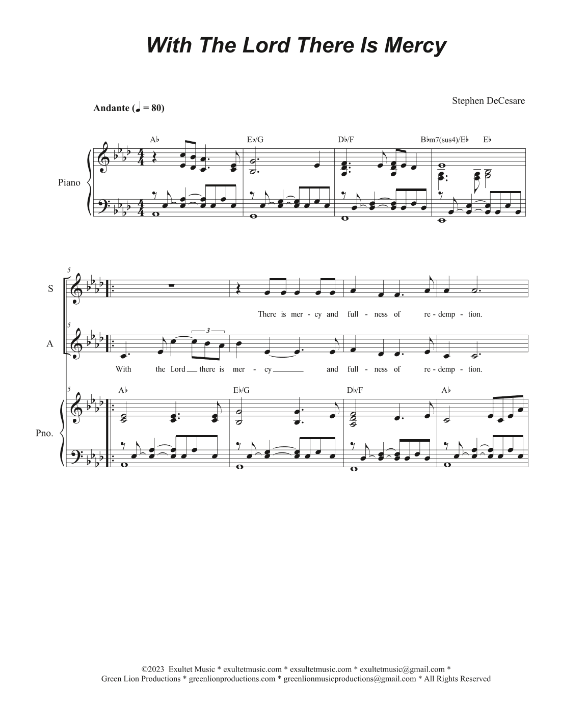 With The Lord There Is Mercy (Duet for Soprano and Alto solo)