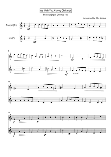 We Wish You A Merry Christmas (arr. John Nicolaus)