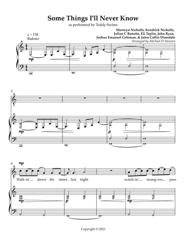 Some Things I'll Never Know (arr. Michael D Stewart)