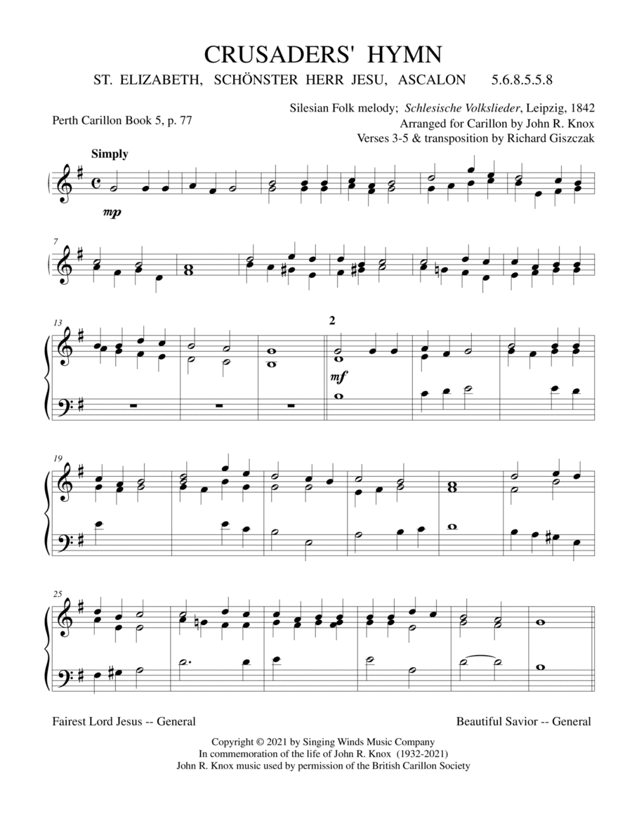 CRUSADERS' HYMN (arr. John R. Knox & Richard Giszczak)