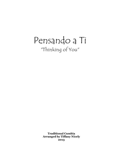 Pensando a Ti Marimba Ensemble (arr. Tiffany Nicely)