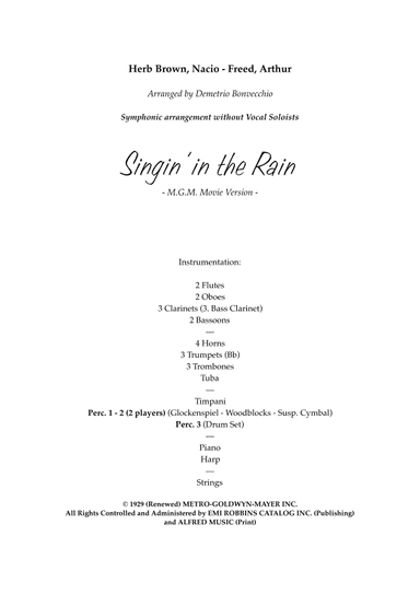 Singin' In The Rain - Score Only (arr. Demetrio Bonvecchio)