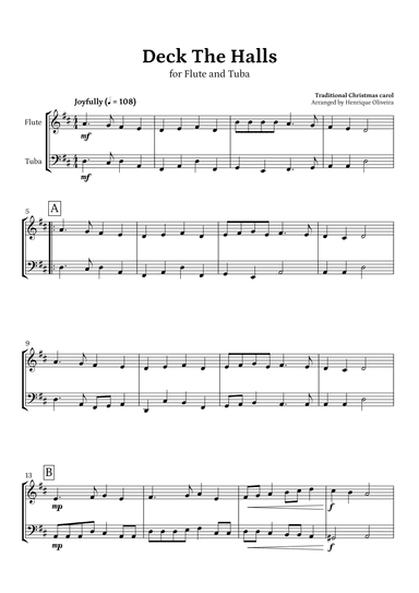 Deck The Halls (Flute and Tuba) | Christmas Carol (arr. Henrique Oliveira)