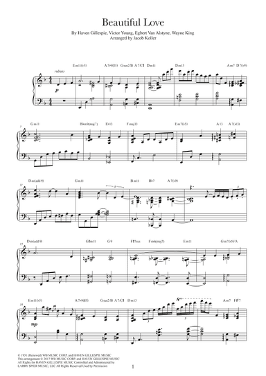 Beautiful Love (arr. Jacob Koller)