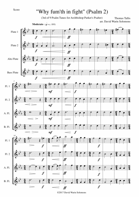 Why fum'th in fight for flute quartet (arr. David Warin Solomons)
