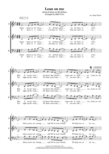 Lean On Me (arr. Matt Finch)