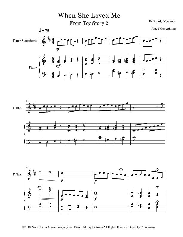 When She Loved Me (arr. Tyler Adams)