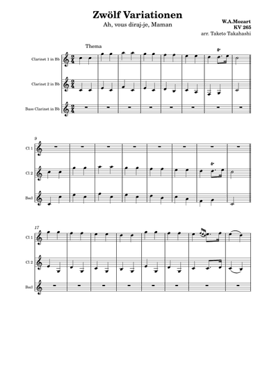 12 Variations " Ah! Vous, dirai-je Maman" (arr. Taketo Takahashi / Andy Miles)