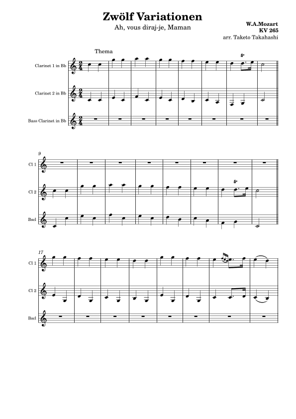 12 Variations " Ah! Vous, dirai-je Maman" (arr. Taketo Takahashi / Andy Miles)