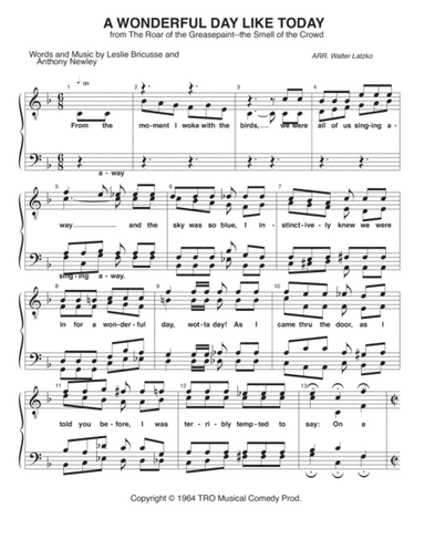 A Wonderful Day Like Today (arr. Walter Latzko)