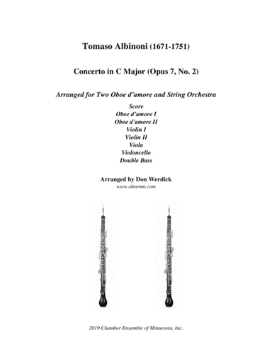 Concerto for Two Oboe d’amore in C Major, Op. 7 No. 2 and String Orchestra (arr. Don Werdick (1946 - ))