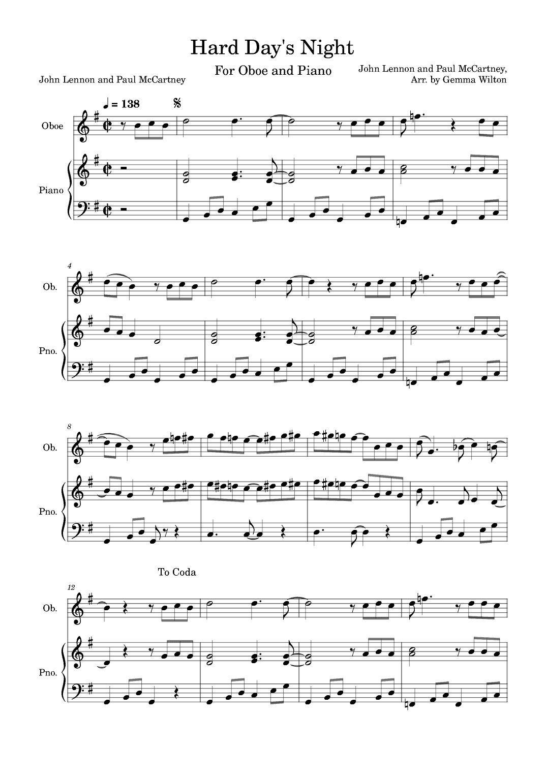 A Hard Day's Night (arr. Gemma Wilton)